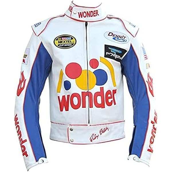 ファーレザージャケットn2b rick supplier cozy racer Men's Ricky Bobby Wonder Bread Racing Jacket-Wonder Jacket Ricky